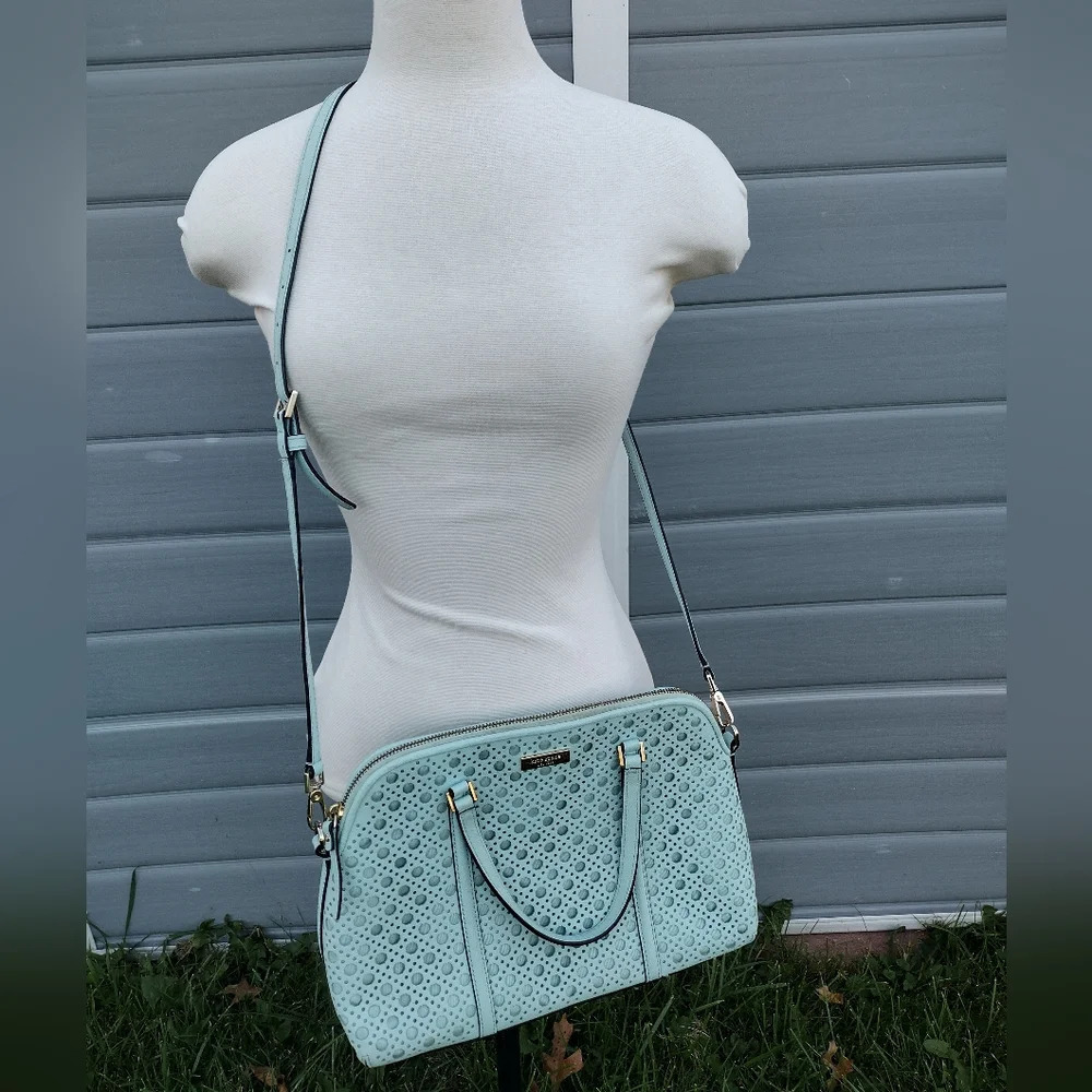 Kate Spade Grace Blue Romy Satchel Newbury Lane Caning Purse Shoulder Tote Bag